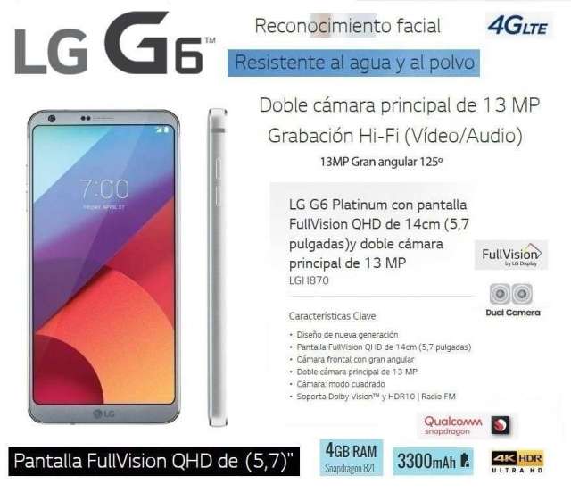 LG G6 PLatinum Americano LG G6 PLatinum Americano
