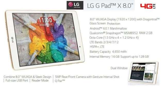 Tablet LG G Pad 8X 4G LTE Tablet LG G Pad 8X 4G LTE